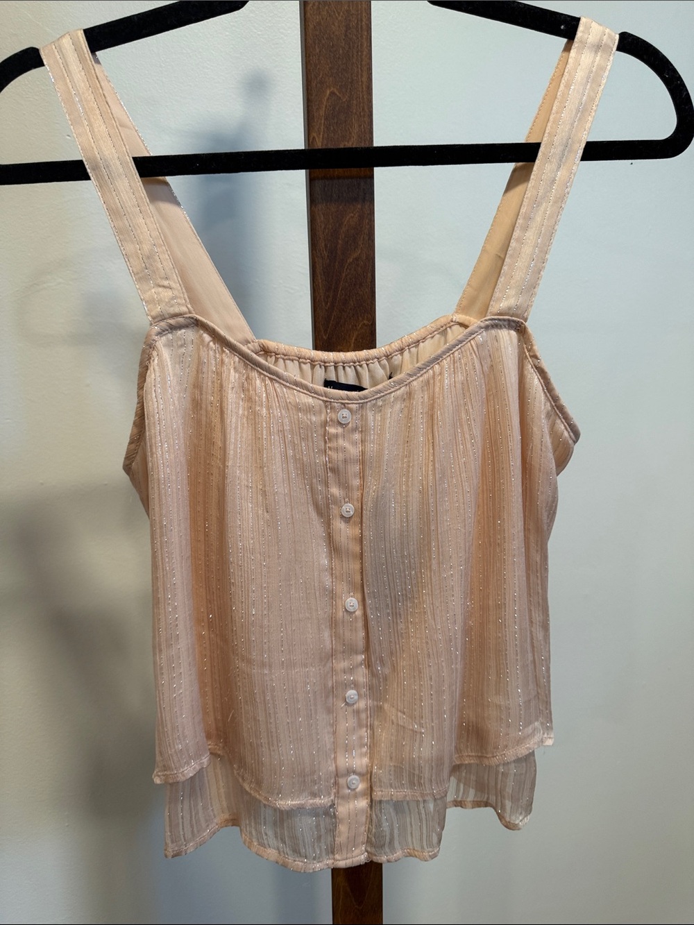 Light Peach Button-Front Women's Tank Top